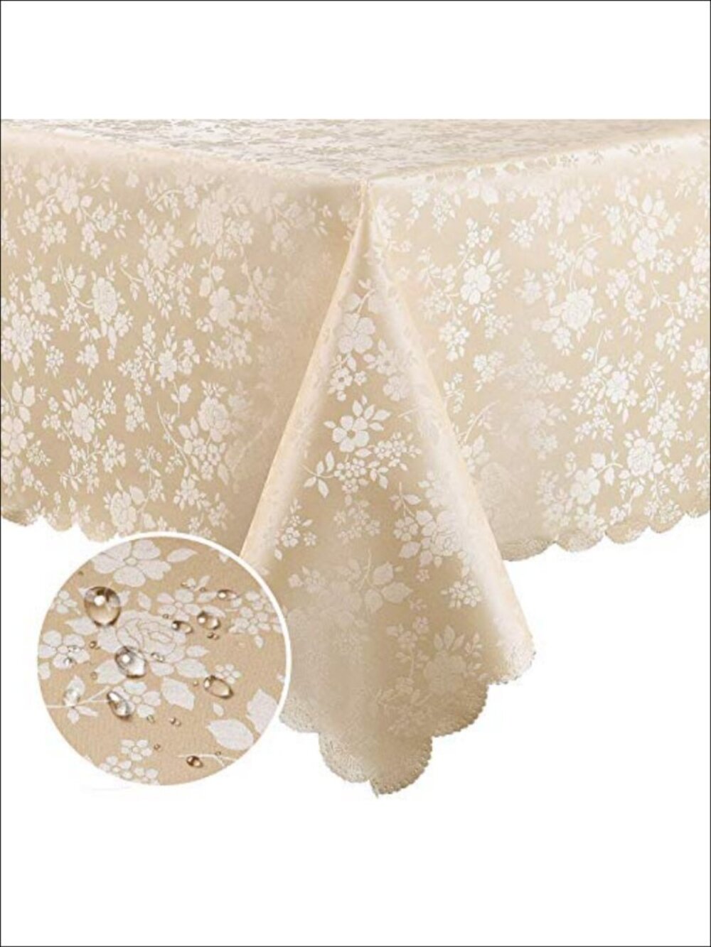 Waterproof Vinyl Tablecloth 60x102 Floral Embossed Heavy Duty Rectangle Dining